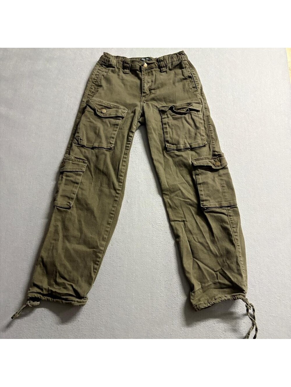 American Bazi Cargo Pants Womens Small Green Cotton Blend Utility Drawstring Hem